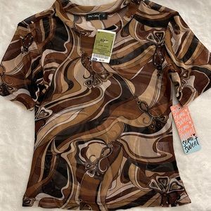 Mesh Abstract Crop Top